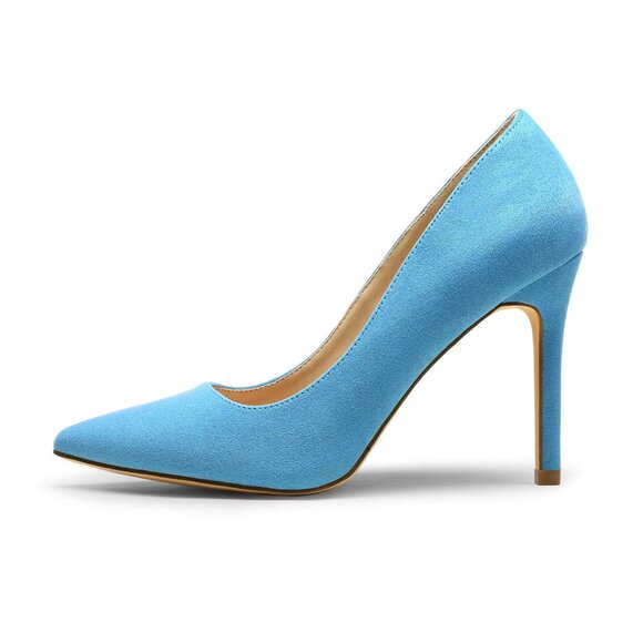 Dream Pairs Christian Pointed Toe High Heel Pump in Light Blue Suede NWOB - Picture 2 of 10